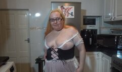 Naughty Wench in white knee boots