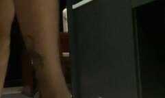 Mistress Windy's sexy heeljob session under cockbox