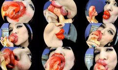 huge lips teasing and kissing