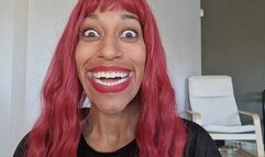 weird as fuck smiling and eyes wide