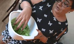 Dropping brownies on health food - Quicktime File