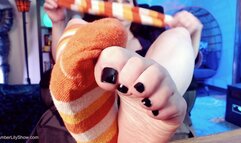 Candy Corn Striped Socks Tease And Reveal
