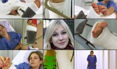 Beatrice Term SLWC with Heel Bar Checking out Her Casted Toes in Hospital with Crutching (in HD 1920 X 1080)