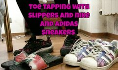 toe tapping with slippers and sneakers on parquet