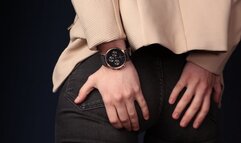 Amy is putting on here tight Jeans and Handcuffs