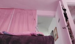 pov you shrunk to spy on stepmommy after a shower towering and stomping over you naked with her huge soles she bends down and FARTS right on you naked in a towel putting on lotion bra and panties and jean shorts to go out