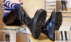 Doc Martens, PVC Pants and Leather Gloves