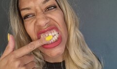 Finger Brushing with yellow nails