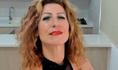 Milf in Fishnet teases and masturbates to climax on kitchen work surface