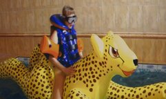 Alla naked hot fucks an inflatable cheetah in the pool and wears an inflatable Snorke Pro vest!!!