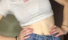 Elis exercises and pisses in her pants