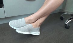 Victoria wiggling toes in skinny sneakers TW