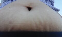 pretty in purple under Latina milf Giantess Bouncy bloated Belly Bouncy as she walks while occasionally fingering her BellyButton in a crop top