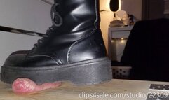 Extreme cock trampling in dirty combat boots