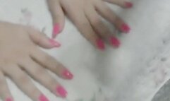 The psycho blondina claws at me with her long, natural claws