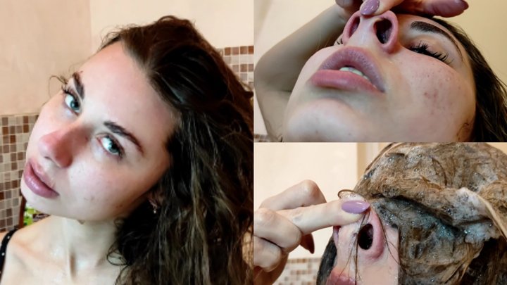 Girls Nosesex - Wet Hair Nose Pinching (Custom Video) Porn Video