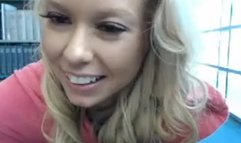 Wild amateur masturbates on public library