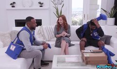 Redhead Cougar Sophia Locke Fucks 2 Black Mail Delivery Men BBC