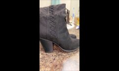 Deb Comes Home From the Office & Then Goes Grocery Shopping Wearing Her Tan Pants & Black Suede Journee Spritz Over the Knee Boots a