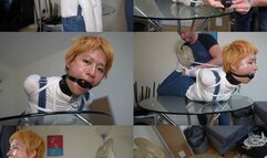 Cute chines submissive girl gets tightly hogtied and ball gagged