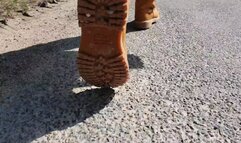 Giantess Walking in Timberland PRO boots on Pavement