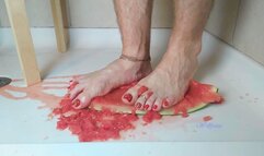Sexy Male Feet JOI (while he strokes this watermelon slice with his toes)