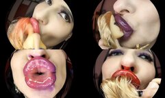 Super huge lips teasing and kissing