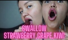 Swallow strawberries,grape,kiwi