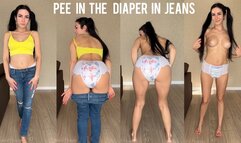 Pee in a diaper in jeans