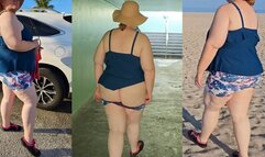 Pawg milf flaunting big booty at the beach