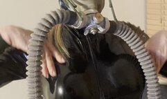 gas mask latex catsuit rubber tease