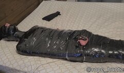 fully mummified slave allowed to cum after hours in isolation