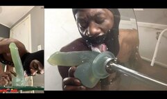 DUAL ANGLE 3 AND 6 Skinny Twink Ass To Mouth after big loose farting butthole swallows giant footlong dildo to the balls and back