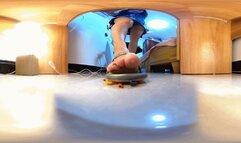 Three European slaves under the feet of the office hostess 360VR MP4