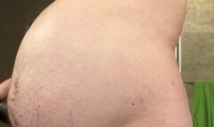 Angus, in the Bathroom, with the Bike Pump