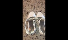 Fucking Debbie in Waterton, Canada as She Wears Her White Lacy Stockings & Stiletto Spiked Heel Worthington Sandals 2