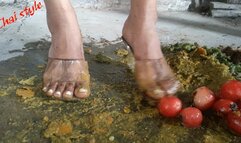 Daeng crush tomatos in red clear High Heels