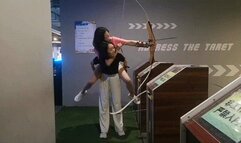 LUNA185_PONYPLAY and LAPSITTING and STOMACHSITTING in Ice rink PIGGYBACK OF Archery