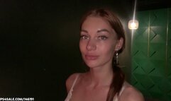 Beautiful Sasha measuring her huge size 13 feet (44 EU) and showing you her long soles