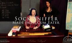 Sock Sniffer Made into Cum Eater (wmv)