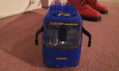 Big Blue Bus & 2 Cars Stomped Under Sophie's Boots