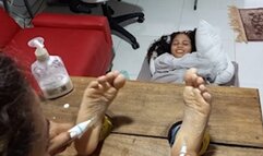 Tickling on the soles of Nany stocks table