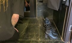 Dry cleaner for 3 pairs of My shoes, kicking, spitting and humiliation