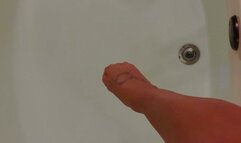 Carissa in vintage lingerie and stockings in the bathtub--cleave gag and orgasmic release!