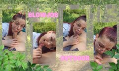 Outside blowjob with cum in mouth