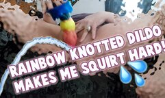 Watch my belly jiggle while I make myself squirt hard! Jiggle, big belly, BBW, MILF, masturbate, rainbow dildo, knotted dildo, squirt, orgasm, shaking, moaning, Candice Cougar, Candyxxkitty, 720