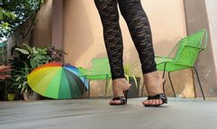 Milah Arches ultra sexy foot teasing on fetish black sandals