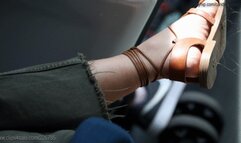 Sandal dirty soles shoe fetish on train, nice feet and smashed dirt under soles