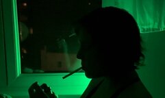 Late night cravings - Silhouette of a hungry smoker