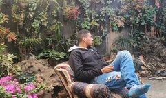 smoking relaxed in the patio of my house